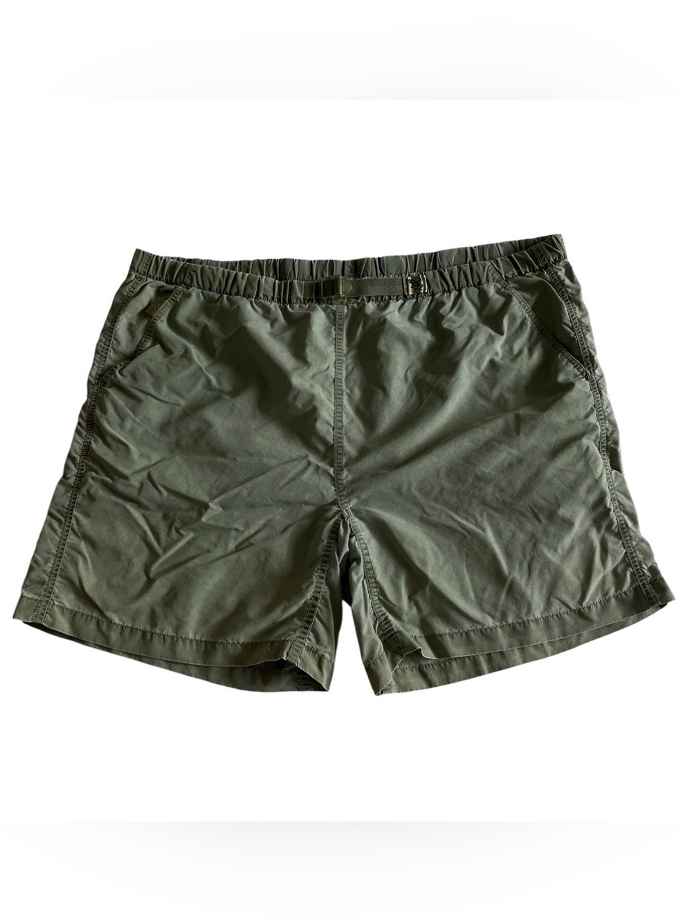 Gramicci Original Freedom Shorts Mens XL Olive Green Lightweight Hiking Belted